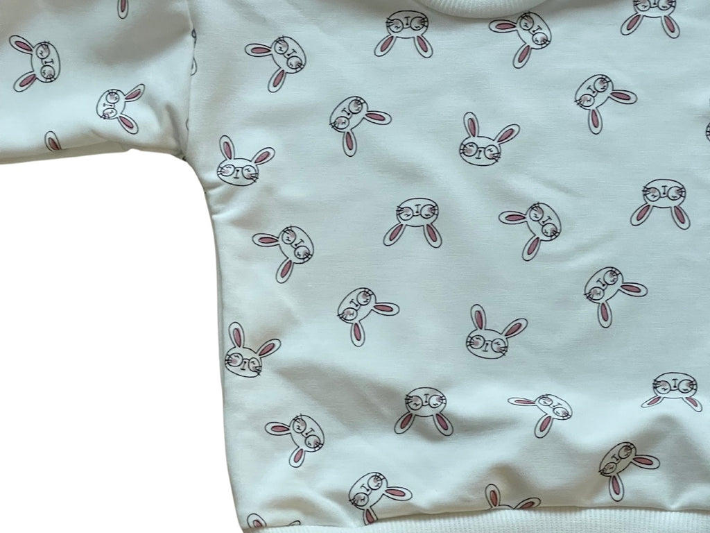 Girls Toddlers White Bunny Head Prints Long Sleeve Frills Sweatshirts Tops