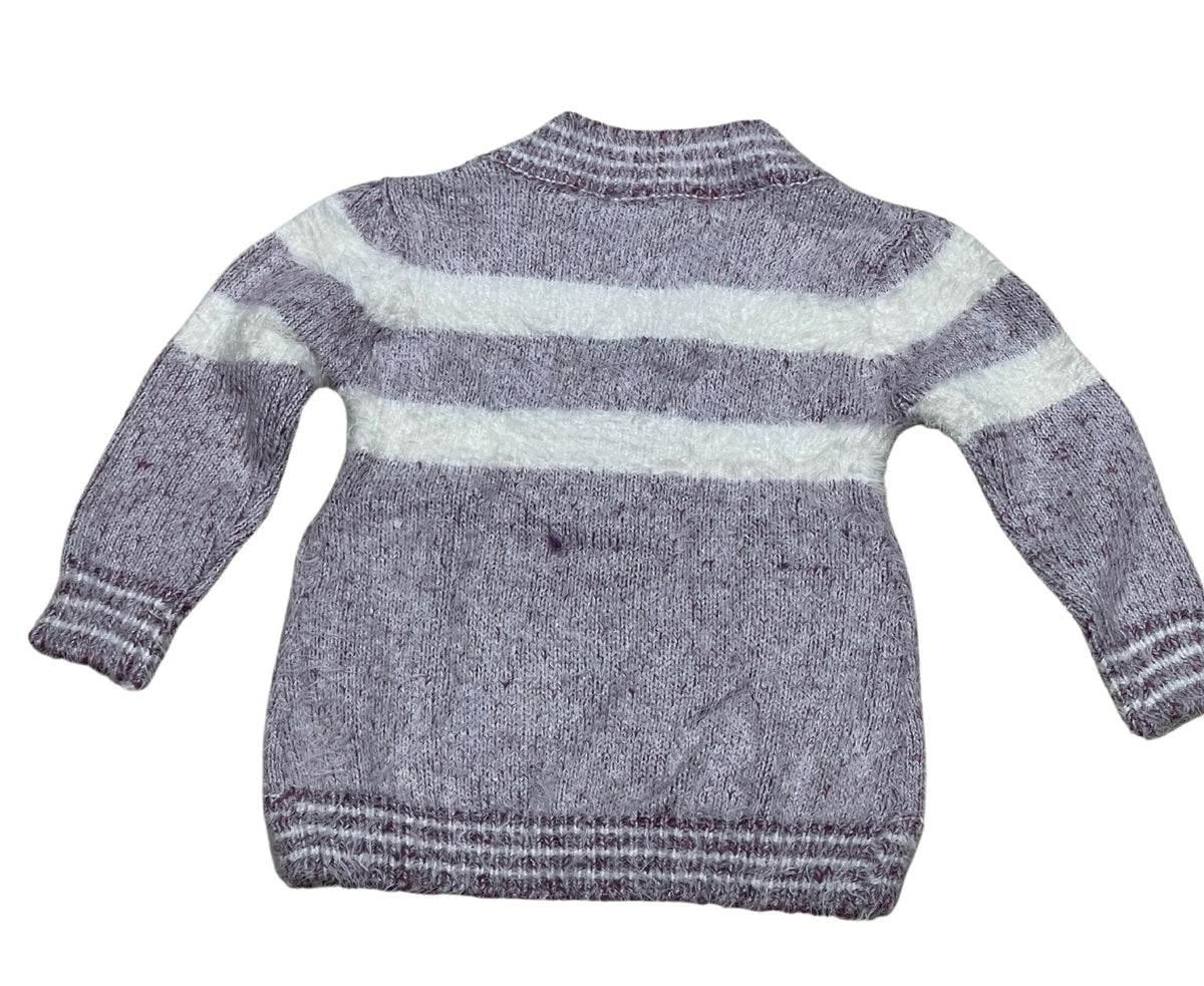Girls Burgundy & White Soft Knitted Fluffy Marl Button Down Cardigan