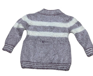 Girls Burgundy & White Soft Knitted Fluffy Marl Button Down Cardigan