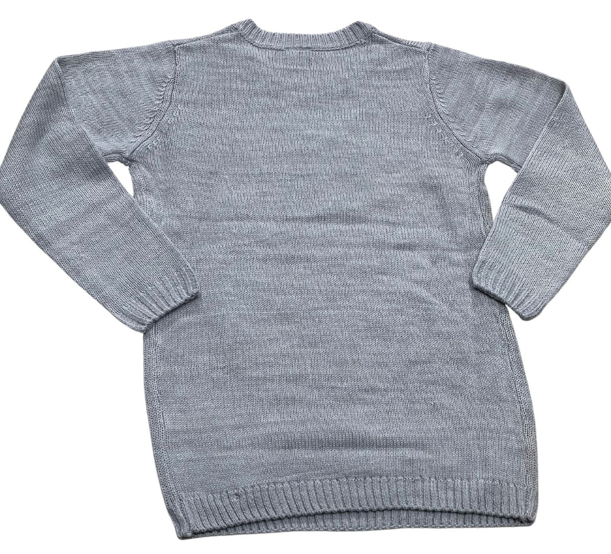 Girls Grey & Blue Marl Dolly Fluffy Heart Long sleeve Jumper