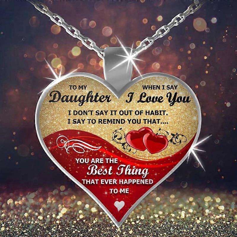 Gold Plated Silver Girls Daughters Gift I love you Heart Pendant Link Necklace
