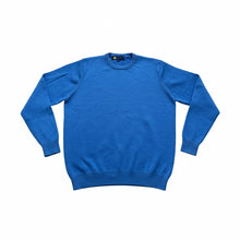 Load image into Gallery viewer, Men’s Blue Wool Blend Crew Neck Soft Knit Long Sleeve Smart Jumper
