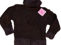 Girls Brown Cable Knit Beaded Ribbed Roll Up Frills Metallic Hem Jumpers