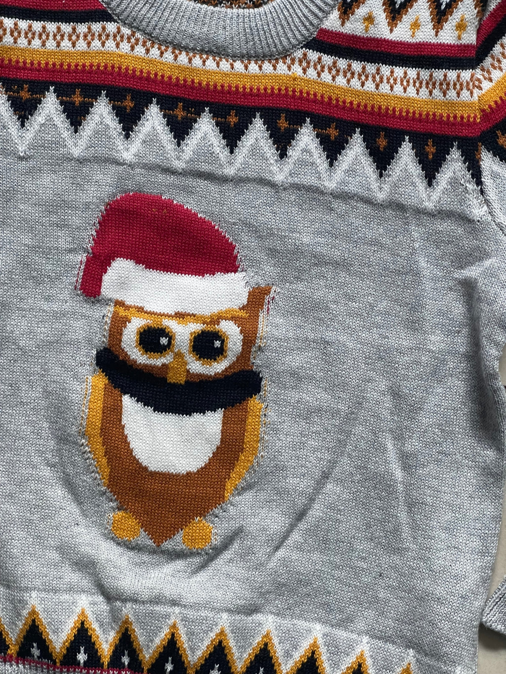 Girls Grey Fair Isle Patterned Christmas Soft Knitted Jumper
