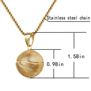 Unisex Gold Plated Stainless Steel Basketball Football Pendant Chain Necklace