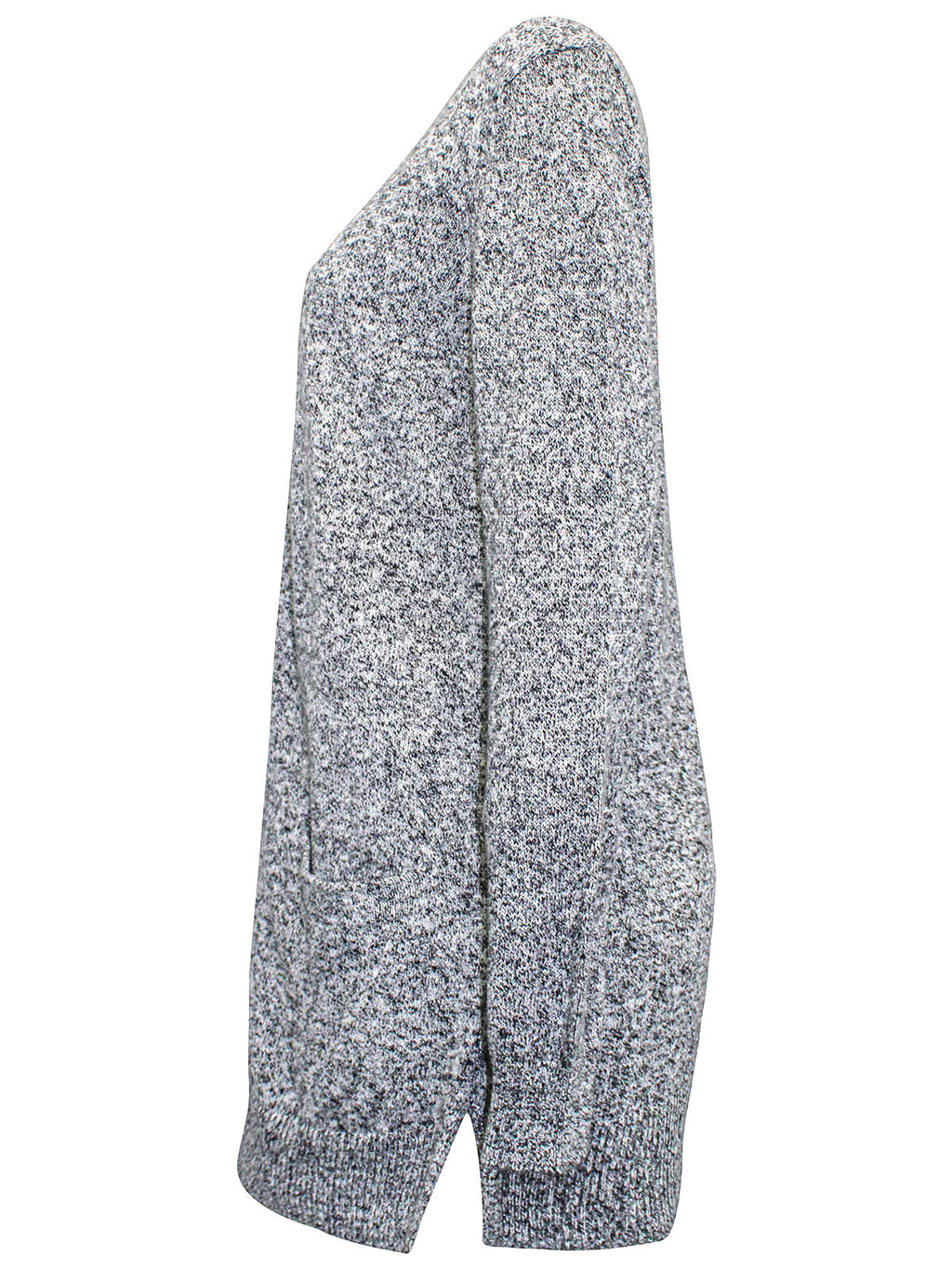 Girls G4P Old Dark Grey Long Line Open Front Pocket Long Sleeve Knitted Cardigan