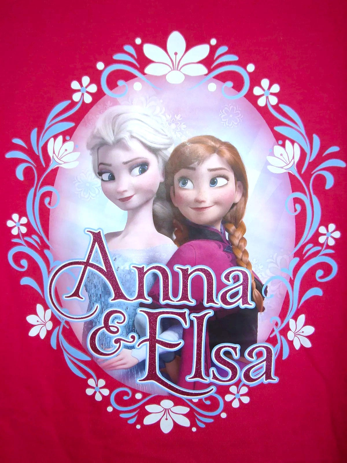 Girls Cerise Official Disney Frozen Anna & Elsa Cotton Long Sleeve Shirt Tops
