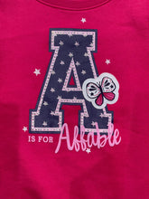 Load image into Gallery viewer, Girls Cerise A Star Butterfly Embroidered Dip Hem Sweatshirt Top
