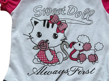 Load image into Gallery viewer, Girls Cerise &amp; White Sweet Doll Print Plus Belt Dress
