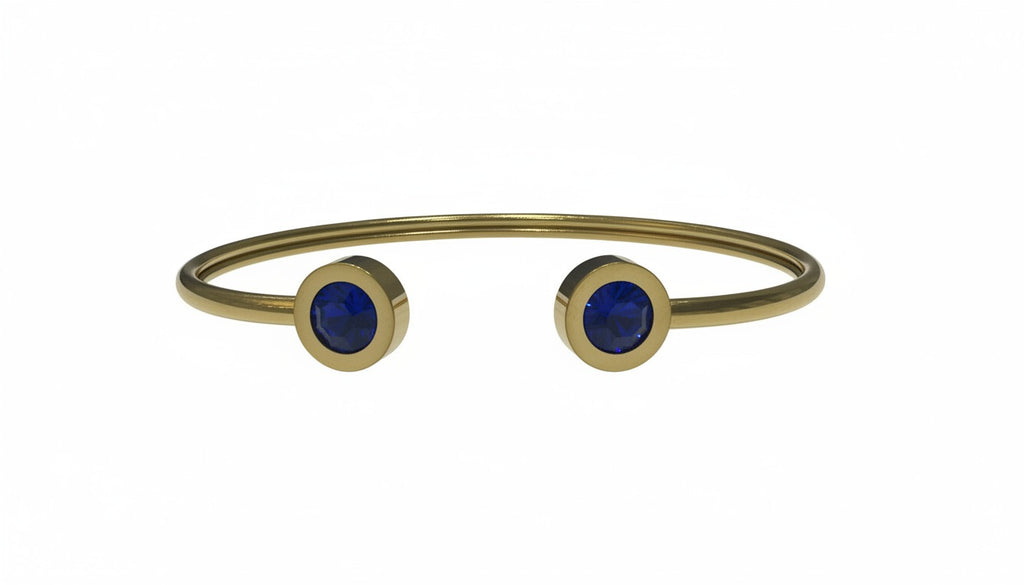 Ladies Gold Plated Blue Stones Open Adjustable Cuff Bracelet Womens Bangle