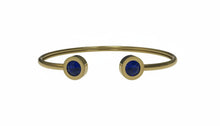 Load image into Gallery viewer, Ladies Gold Plated Blue Stones Open Adjustable Cuff Bracelet Womens Bangle
