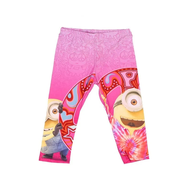 Girls Minions Soft Stretchy Short Length Leggings
