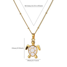 Load image into Gallery viewer, Unisex Gold Plated Opal Stone Cute Stainless Steel Turtle Pendant Chain Necklace
