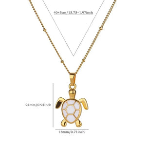Unisex Gold Plated Opal Stone Cute Stainless Steel Turtle Pendant Chain Necklace