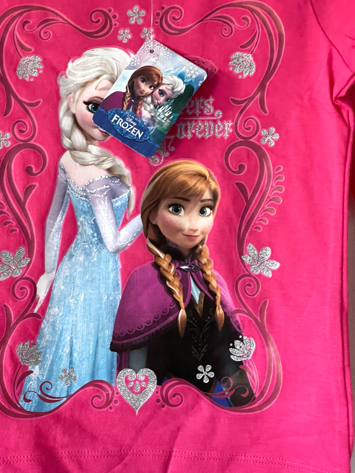 Girls Frozen Cerise Sisters Forever Cotton Long Sleeve Tunic Tops