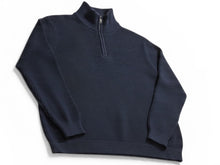 Load image into Gallery viewer, Men's Navy Ribbed Thick Knit High Neck Half Zip Longsleeve Warm Pullover Jumper
