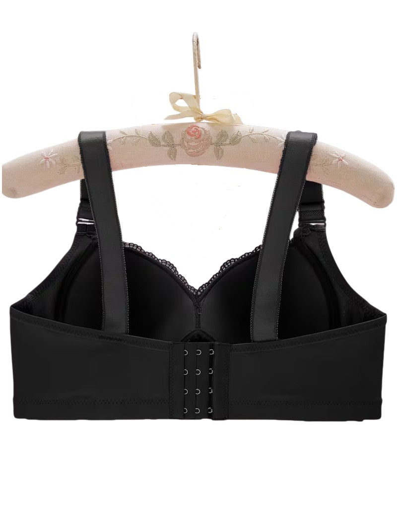 Ladies Black Floral Lace Firm Support Non-Wired Padded Full Cup Bra 36D