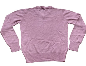 Girls Pink V-Neck Ribbed Soft Knit Long Sleeve Jumpers