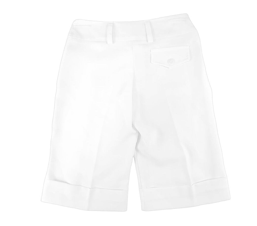 Girls White Capri Bermuda Turn Up Hem Stretchy Summer Shorts