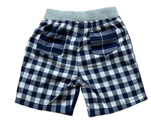 Load image into Gallery viewer, Boys Baby Navy Check Cotton Rib Elastic Waist Drawstring Pull-On Summer Shorts
