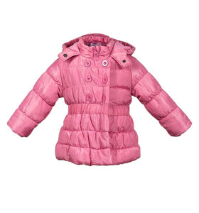 Girls Minoti Pink & Teal Soft Fleece Lining Padded Quilted Hooded Winter Coats