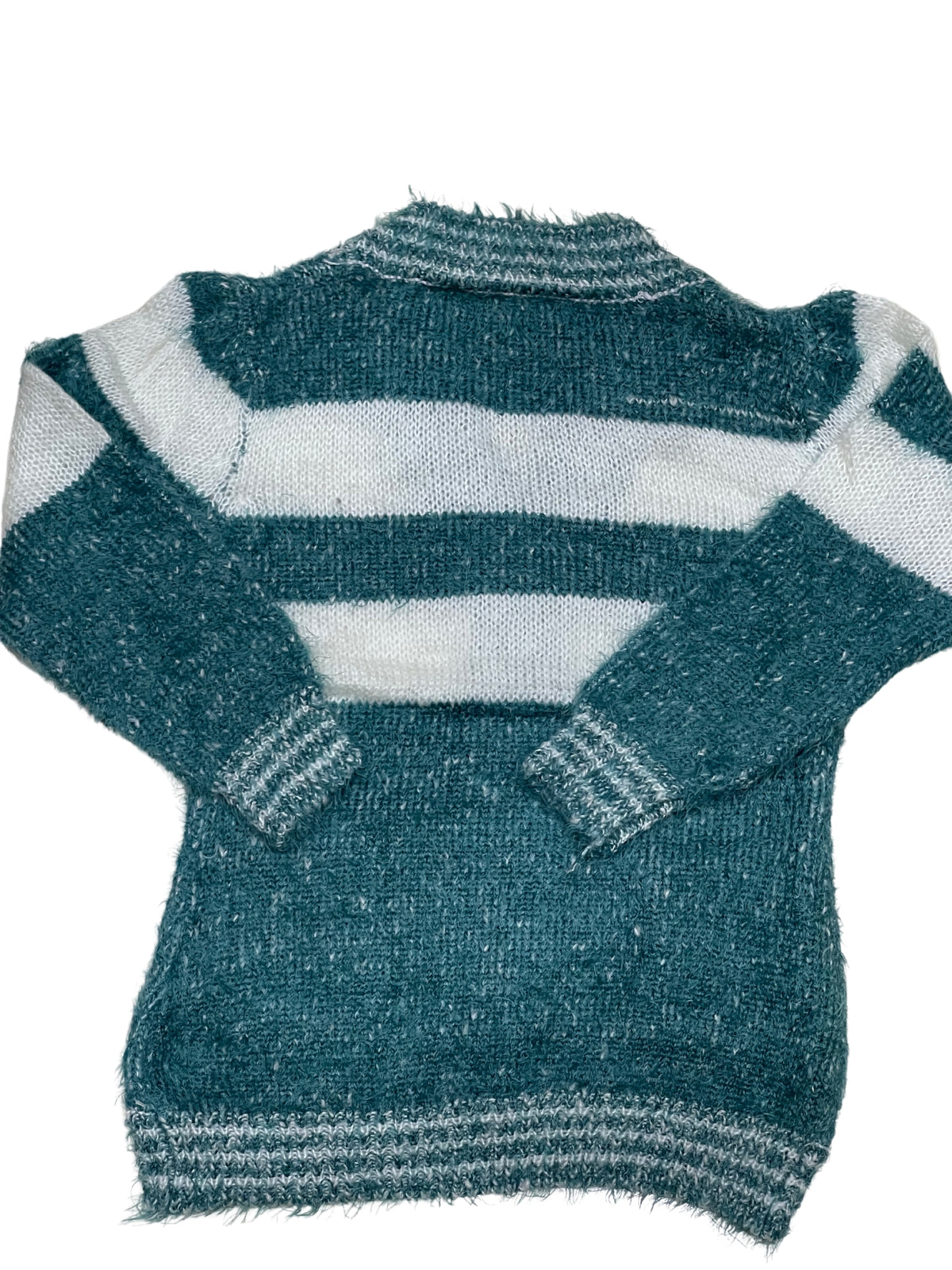 Girls Green & White Soft Knitted Fluffy Marl Button Down Cardigan