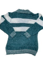Load image into Gallery viewer, Girls Green &amp; White Soft Knitted Fluffy Marl Button Down Cardigan
