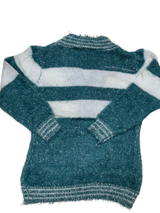 Girls Green & White Soft Knitted Fluffy Marl Button Down Cardigan