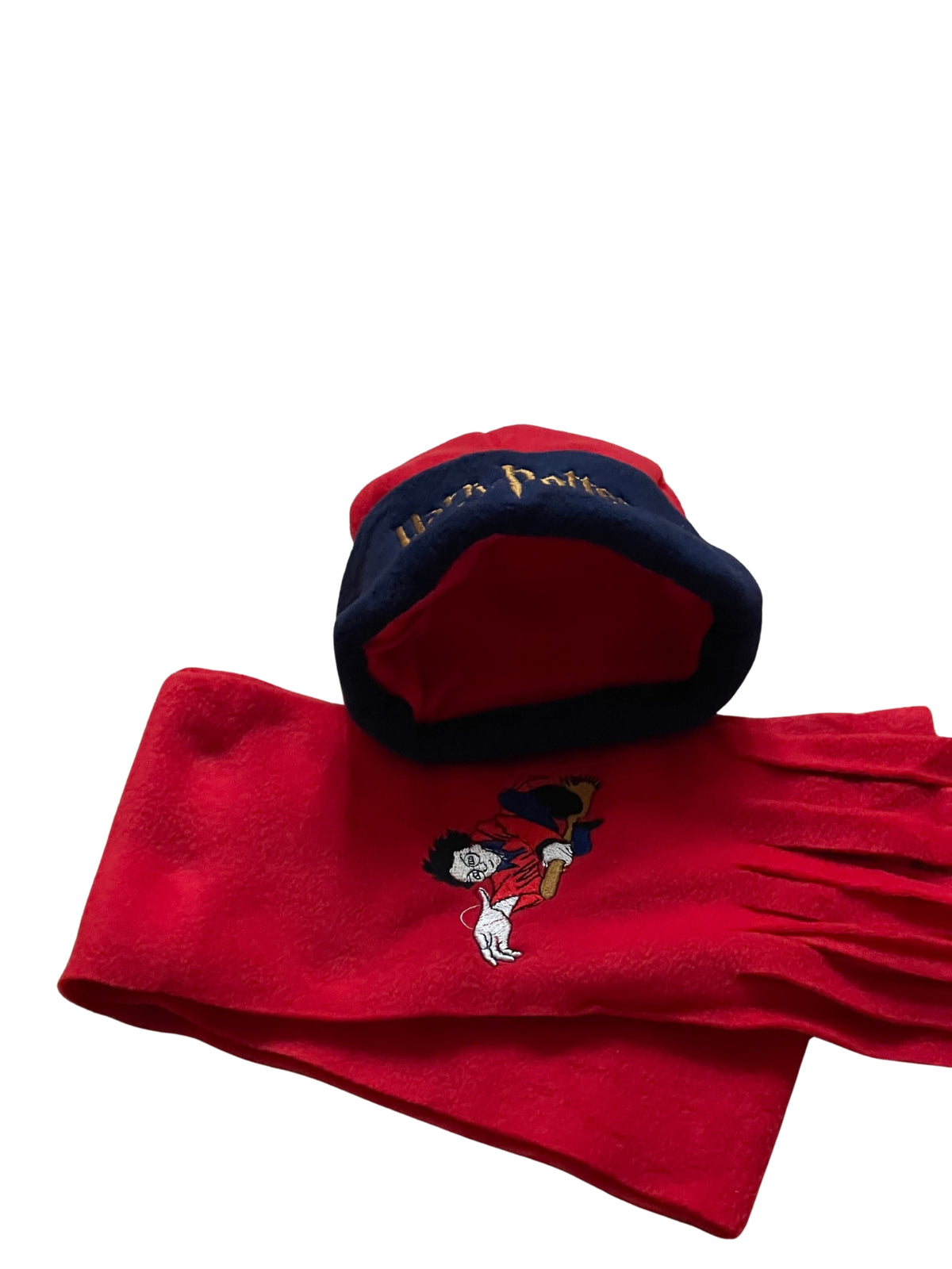 Boy Girls Red Scarf & Navy Trim Harry Potter Soft Fleece Warm Cap & Scarf sets