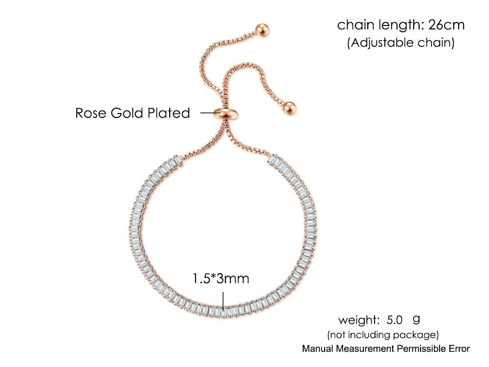 Ladies Rose Gold Sparkling Tennis Crystal Adjustable  Bracelet