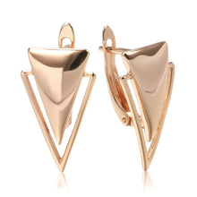 Load image into Gallery viewer, Ladies 585 Rose Gold Minimalist Geometric Triangle Inlay Clip Back Earring
