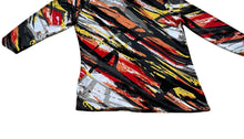 Load image into Gallery viewer, Ladies Orange Multi Abstract Scoop Neck Stretchy Quarter Sleeve Top
