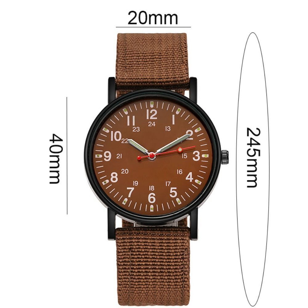 Mens Military Luminous Shock Resistant Sports Brown Canvas Strap Wrist Watch