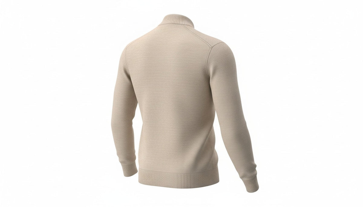 Mens U.S Polo Assn Beige Brown High Neck Zip Up Tight Knit Long Sleeve Jumper