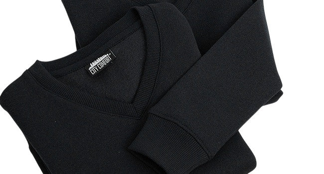 Boys Girls Black V Neck Fleece Pullover Casual School Jumper 2 Pack Sweatshirts