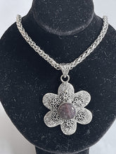 Load image into Gallery viewer, Ladies Sterling Silver Color Labradorite 925 Silver Pendant Link Chain Necklace
