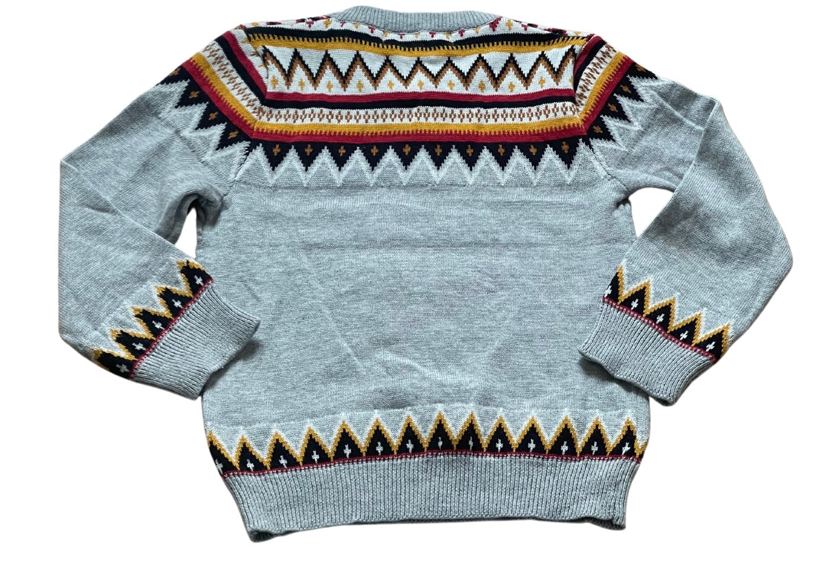 Girls Grey Fair Isle Patterned Christmas Soft Knitted Jumper