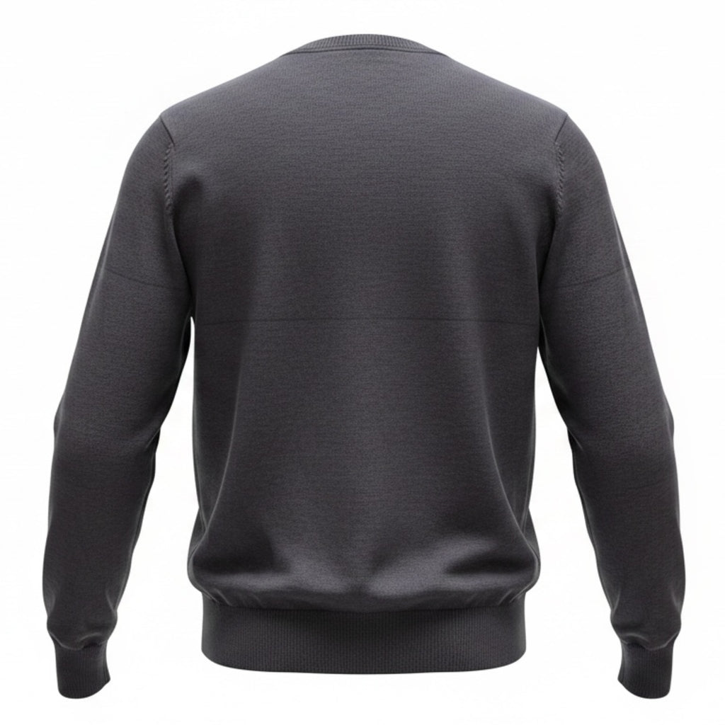 Mens Dark Grey Ombre Ribbed V-Neck Soft Knitted Jumper
