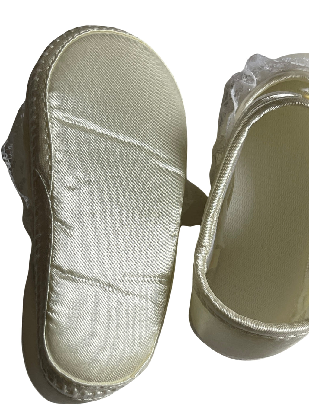 Baby Girls Ivory Lace Floral Rosebuds Booties Satin Christening Party Soft Shoes