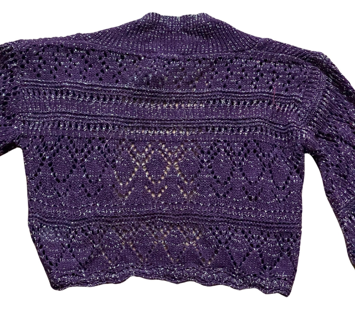 Girls Purple Shrug Knitted Crochet Longsleeve Cardigan