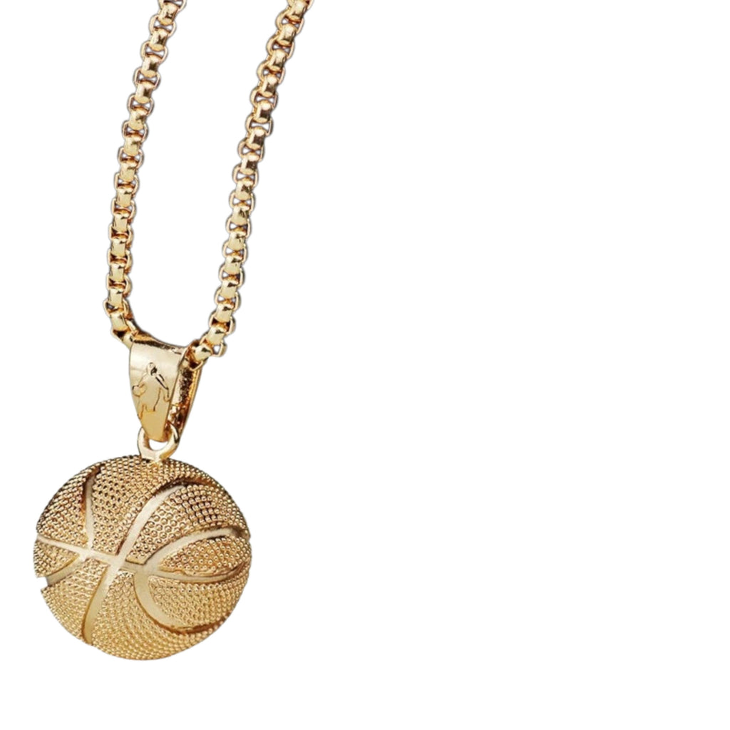 Unisex Gold Plated Stainless Steel Basketball Football Pendant Chain Necklace