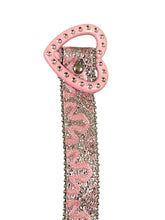 Load image into Gallery viewer, Girls Pink Floral Embroidery Sequin Adjustable Heart Buckle Party Belts
