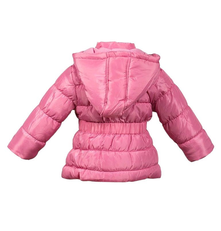 Girls Minoti Pink & Teal Soft Fleece Lining Padded Quilted Hooded Winter Coats