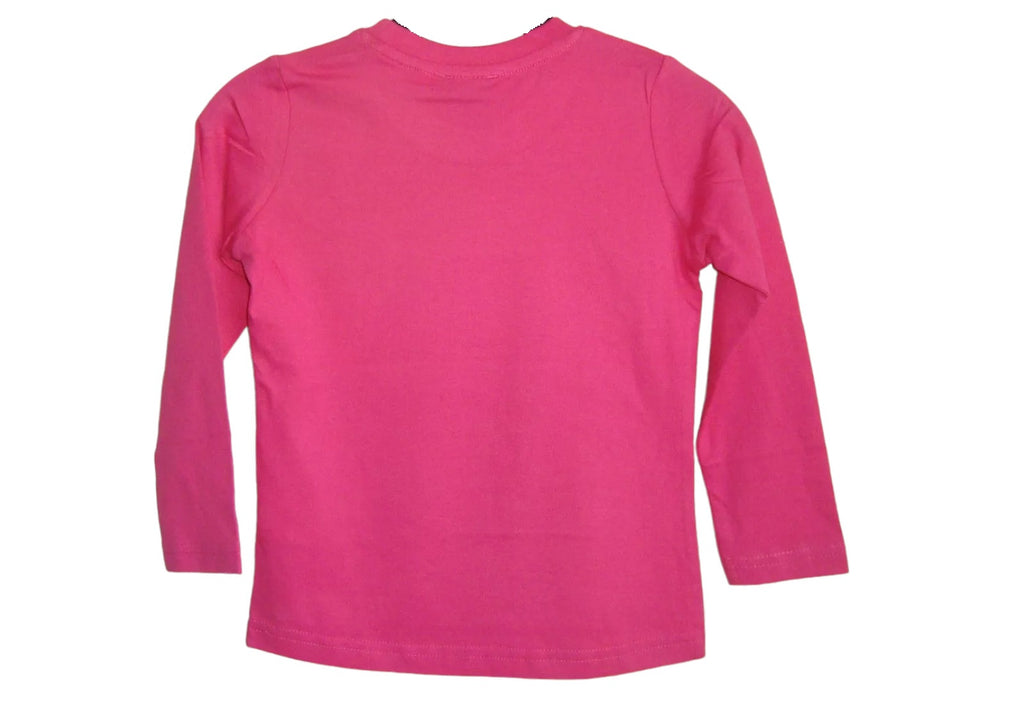 Girls Cerise Official Disney Frozen Anna & Elsa Cotton Long Sleeve Shirt Tops