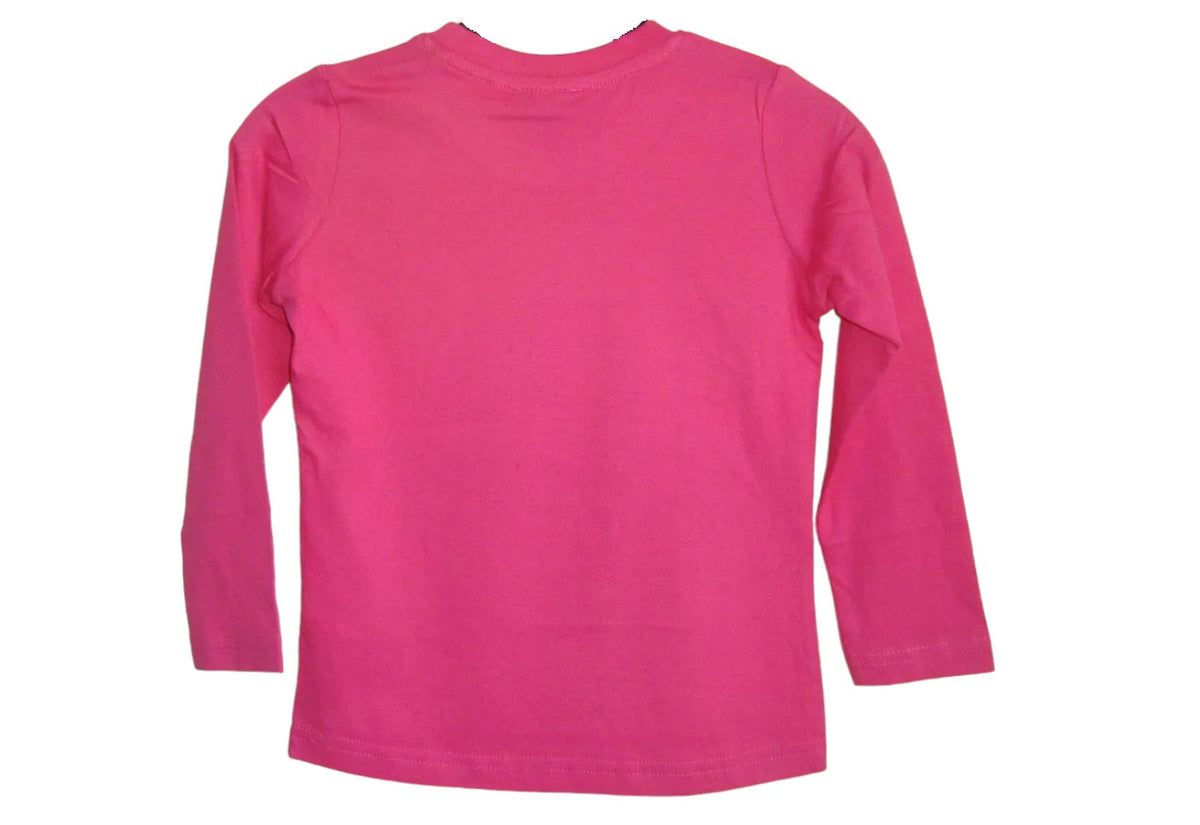 Girls Cerise Official Disney Frozen Anna & Elsa Cotton Long Sleeve Shirt Tops