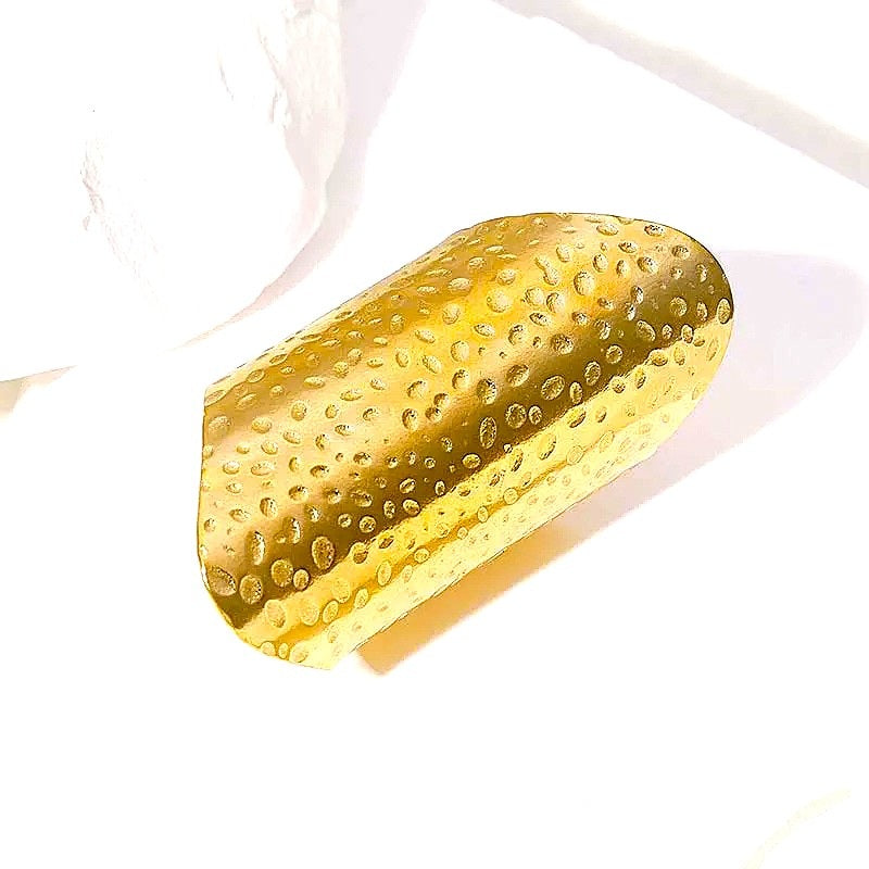 Ladies Gold Silver Smooth Bubble Design Stainless Steel Adjustable Ring