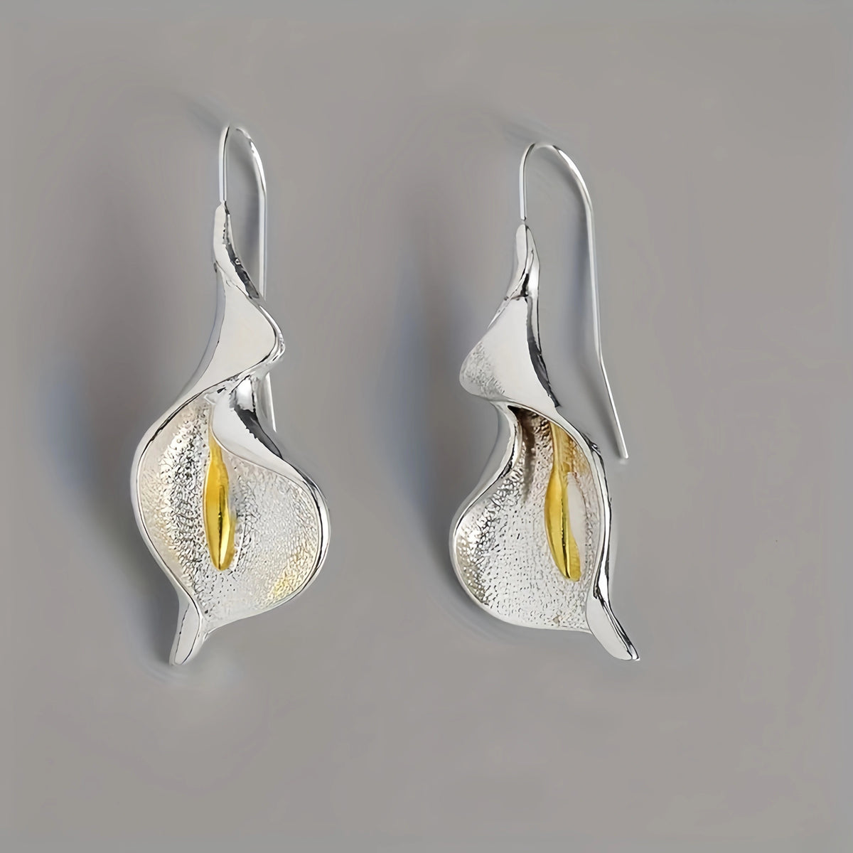 Ladies Plated Open Blooming Flower Push Back Hook Earrings