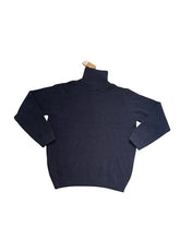 Load image into Gallery viewer, Men's Navy Ribbed Thick Knit High Neck Half Zip Longsleeve Warm Pullover Jumper
