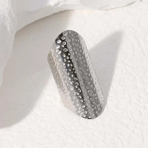 Ladies Gold Silver Smooth Bubble Design Stainless Steel Adjustable Ring