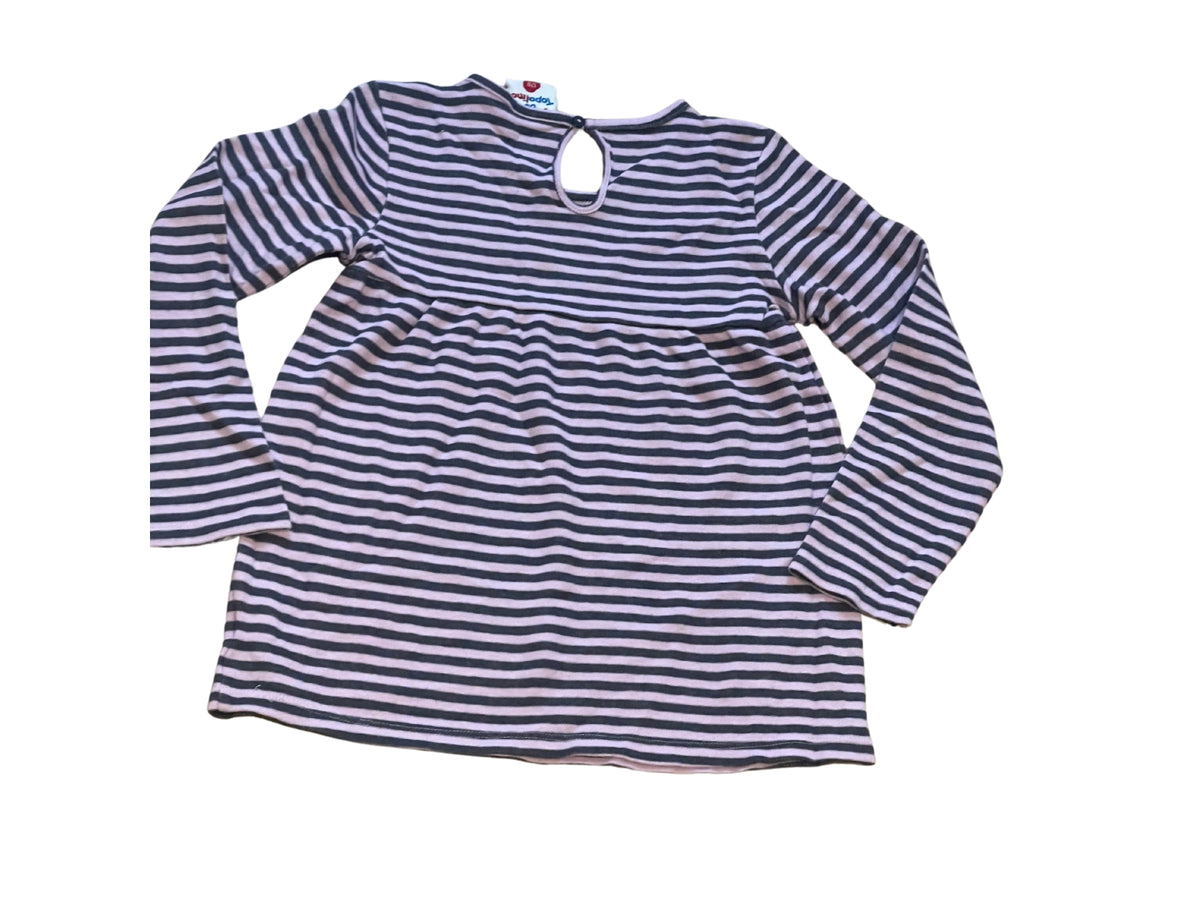 Girls Topolino Lilac & Grey Stripe Top & Dark Grey Leggings